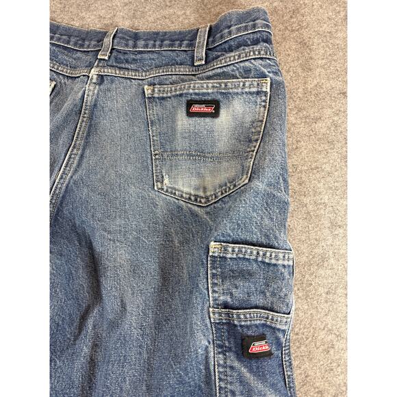 VINTAGE Dickies Jean Shorts Mens 34 Blue Denim Carpenter Workwear Utility Jorts - Picture 7 of 7
